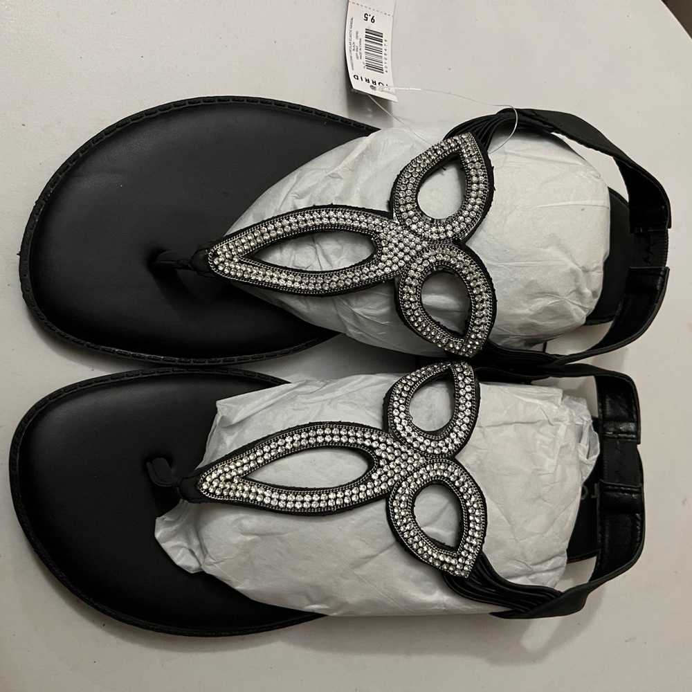 Torrid Women's Black Embellished Rhinestone Sandals. Size 9.5 - Picture 3 of 4